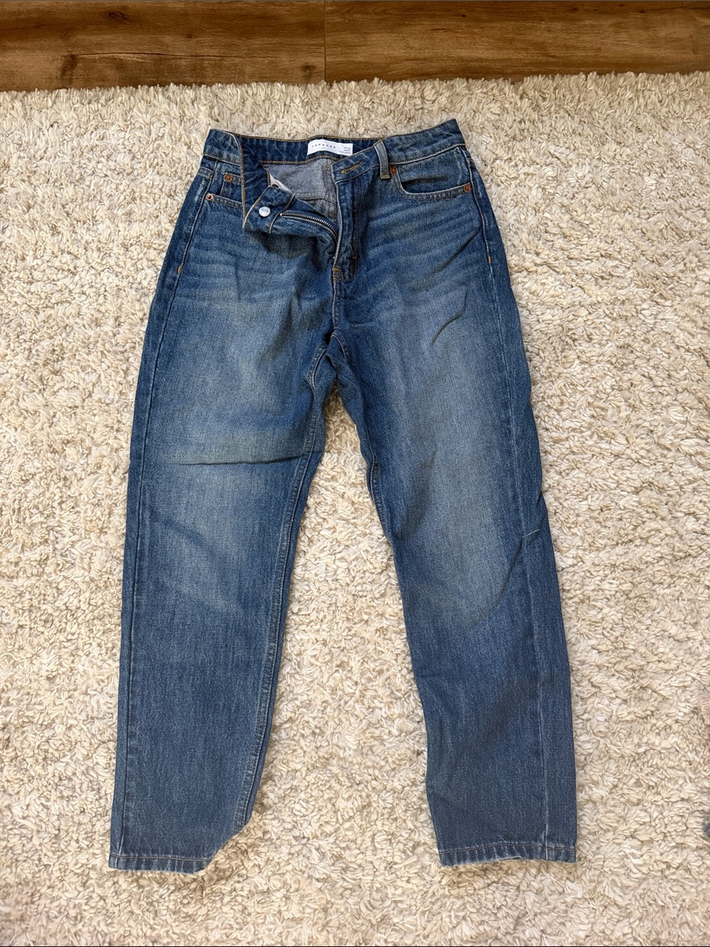 Topshop Boyfriend Jeans in Faded Blue Wash